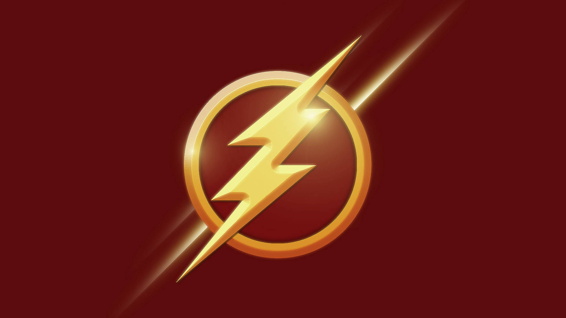the flash iPhone 桌布 壁紙 — 金色閃電標誌在深紅色背景上散發能量，帶有發光的條紋。
