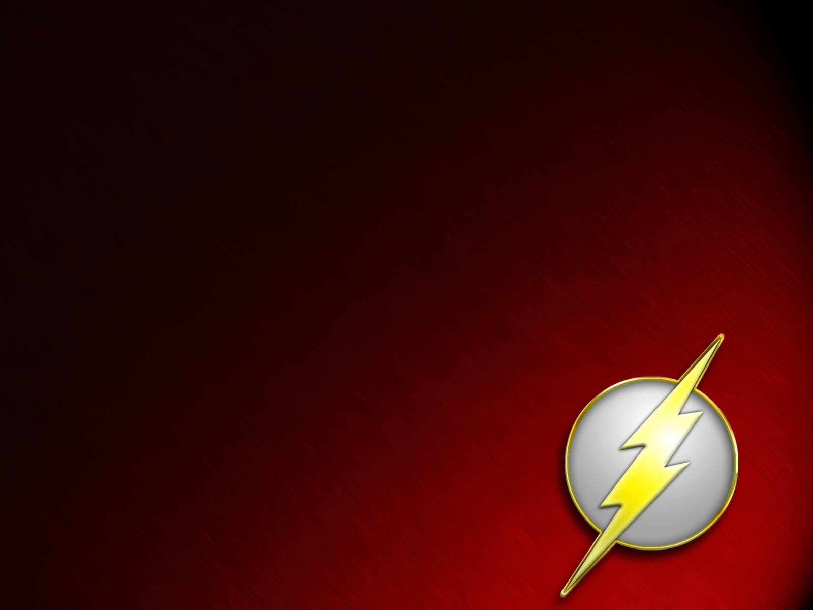 the flash 4K 桌布 壁紙 — 金色閃電標誌居中放置於帶有漸變照明的拉絲紅色金屬背景上。