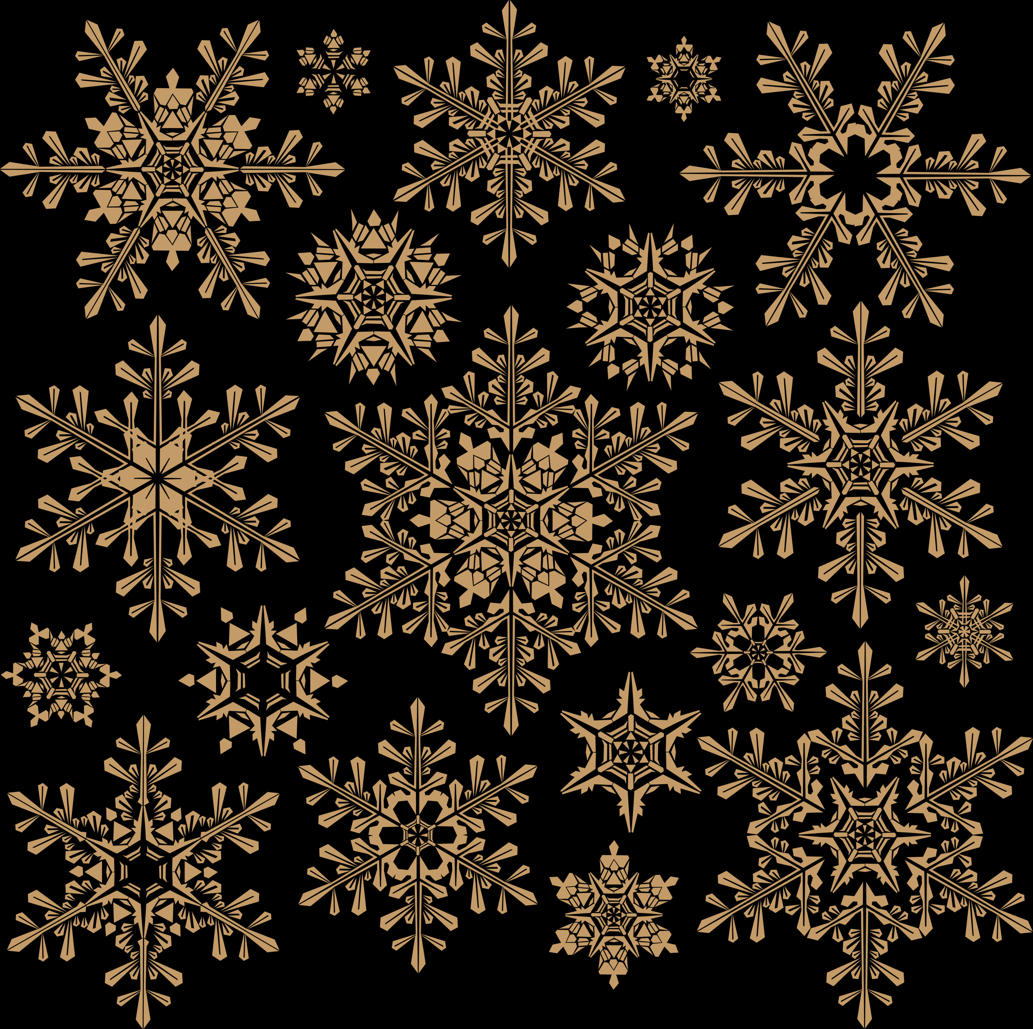 金色雪花系列_黑色背景 壁紙