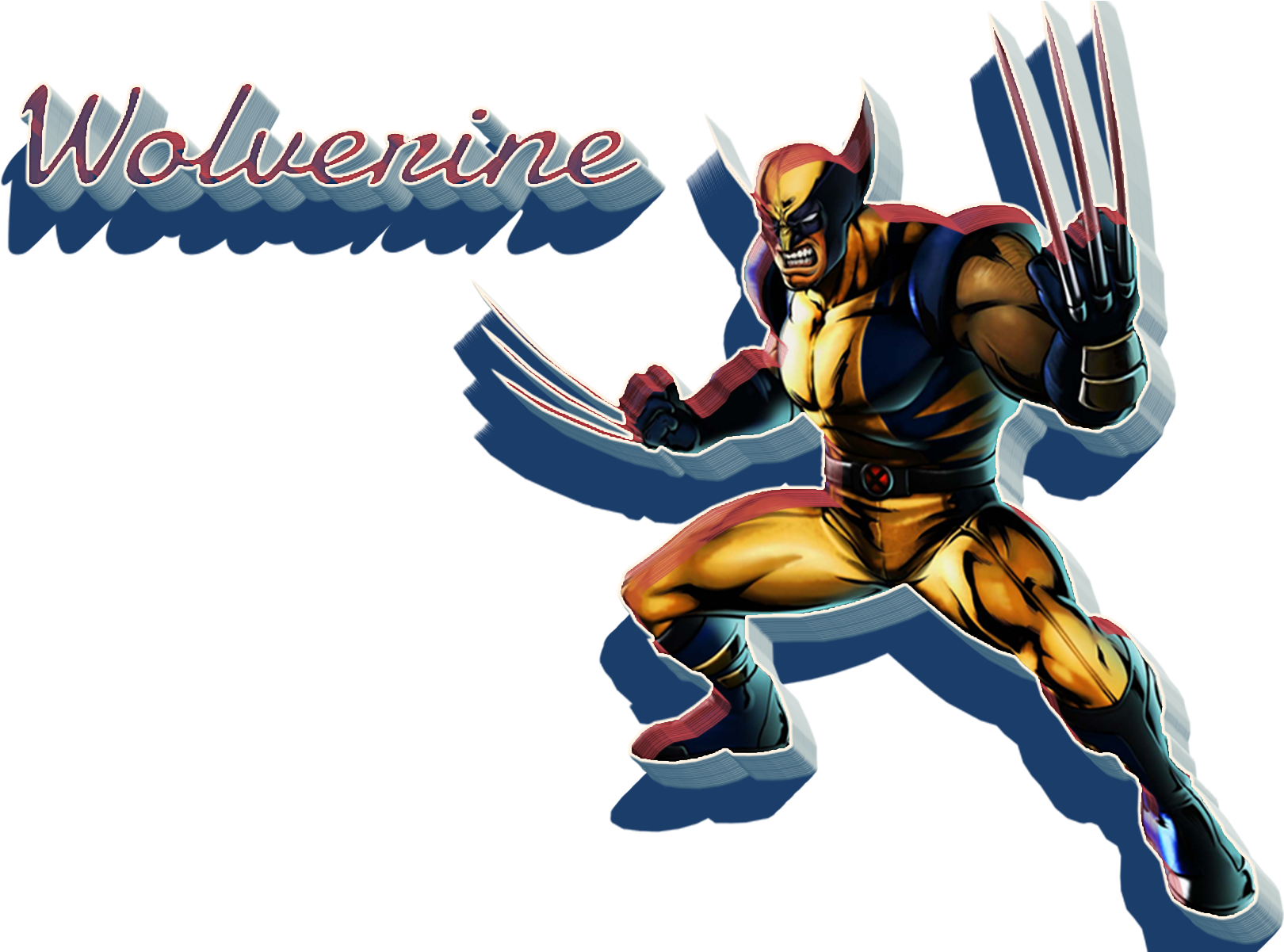 金鋼狼 桌布 壁紙 — 金鋼狼（Wolverine）以經典漫畫姿勢，伸出利爪，在鮮明的黑色背景前。