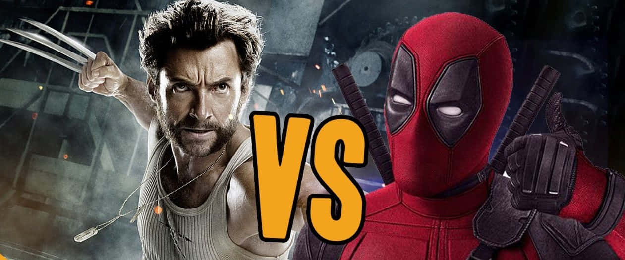 Deadpool And Wolverine 桌布 壁紙 — 金鋼狼與死侍在戲劇性的超級英雄對決中正面交鋒，利爪伸出，表情激烈。