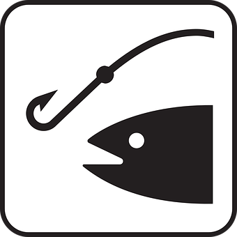 釣魚鉤與魚圖標 壁紙