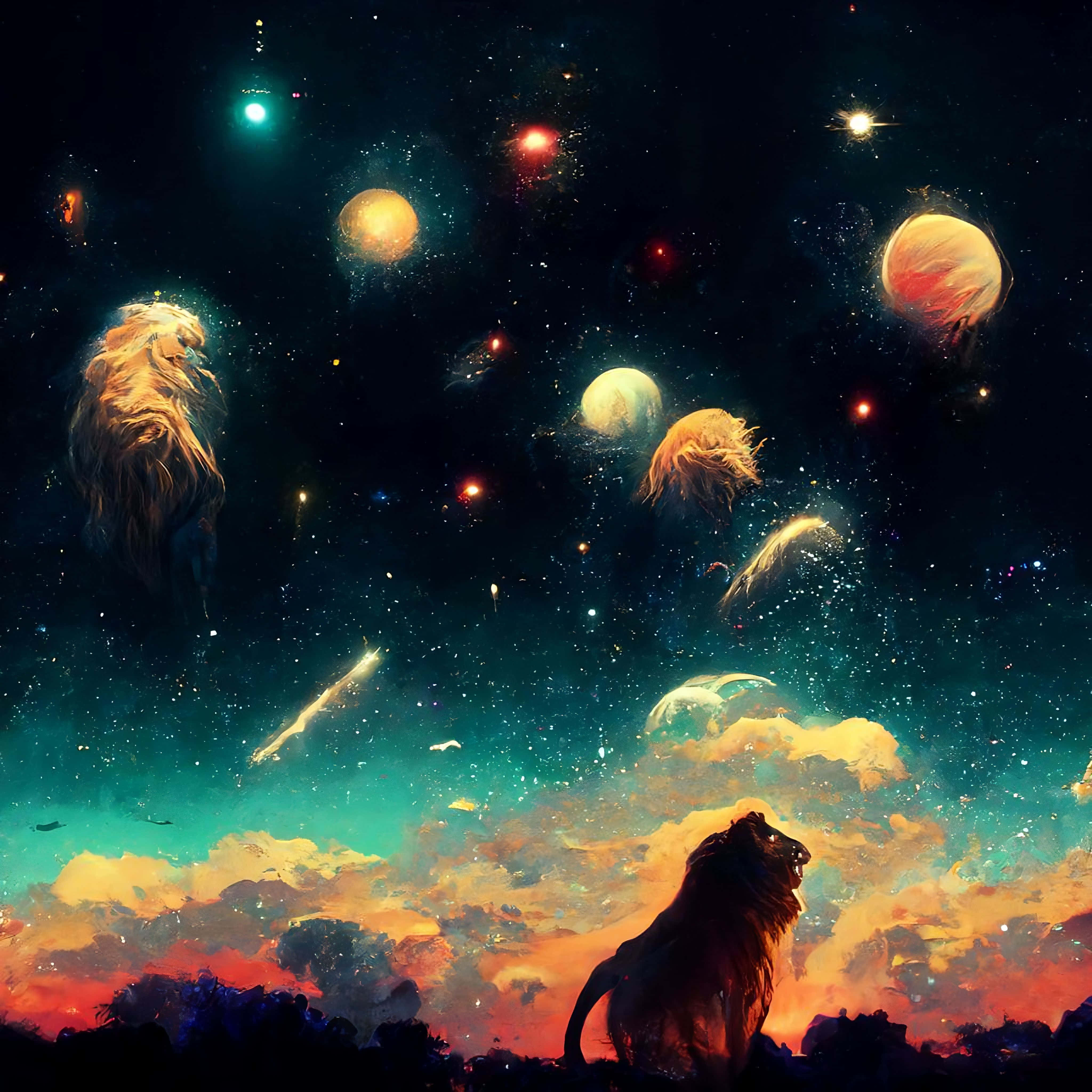 銀河獅子背景 壁紙
