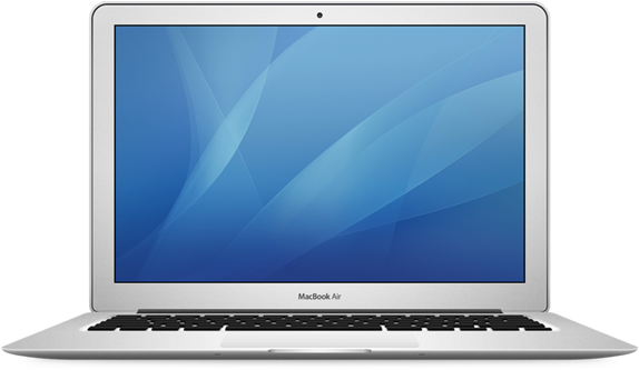 MacBook 動態圖片 桌布 壁紙 — 銀色 MacBook Air 筆記型電腦打開，在黑色背景上顯示藍色抽象桌布。