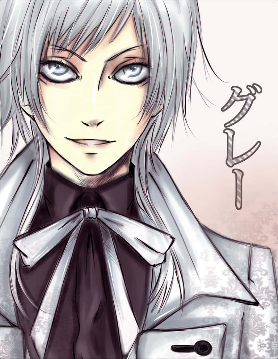 Charles Grey 桌布 壁紙 — 銀髮藍眼男性角色的動漫特寫肖像，身穿白色外套和深色領結。