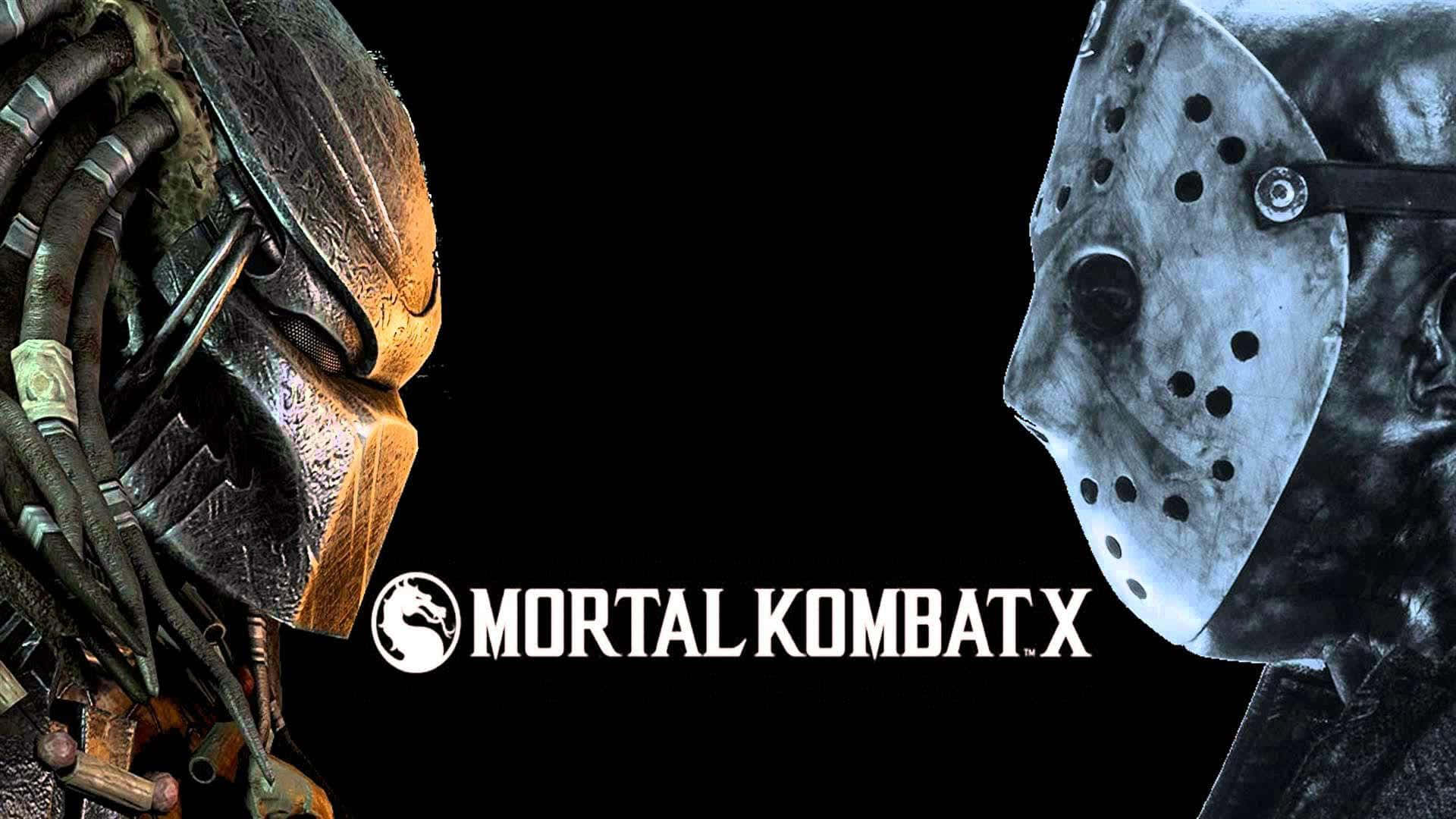 Mortal Kombat X 桌布 壁紙 — 鐵血戰士與傑森·沃赫斯在《真人快打X》的黑暗電影風格桌布中對峙。
