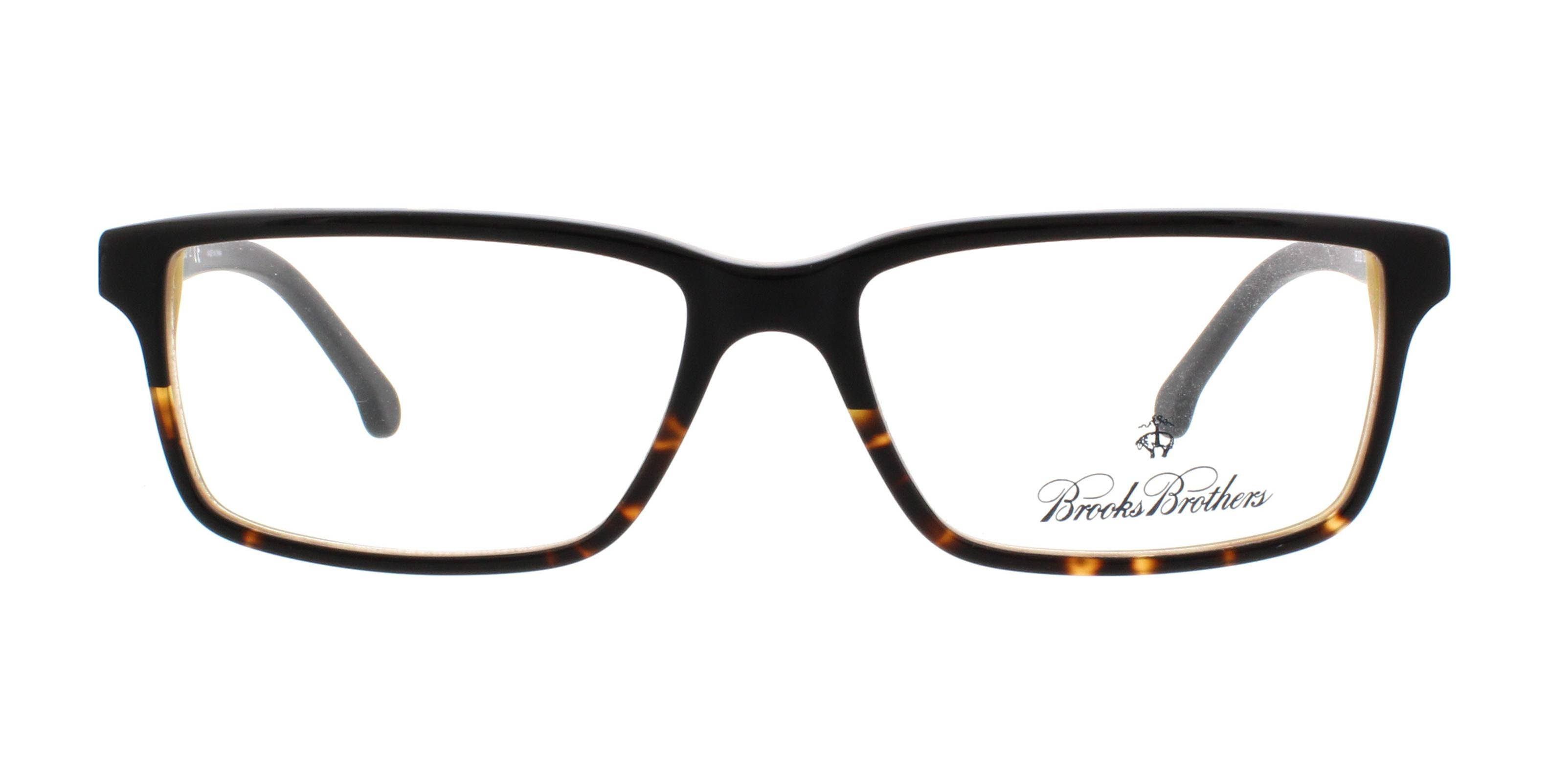 glasses 桌布 壁紙 — 長方形Brooks Brothers眼鏡，黑色鏡框搭配玳瑁內緣，置於純白背景上。