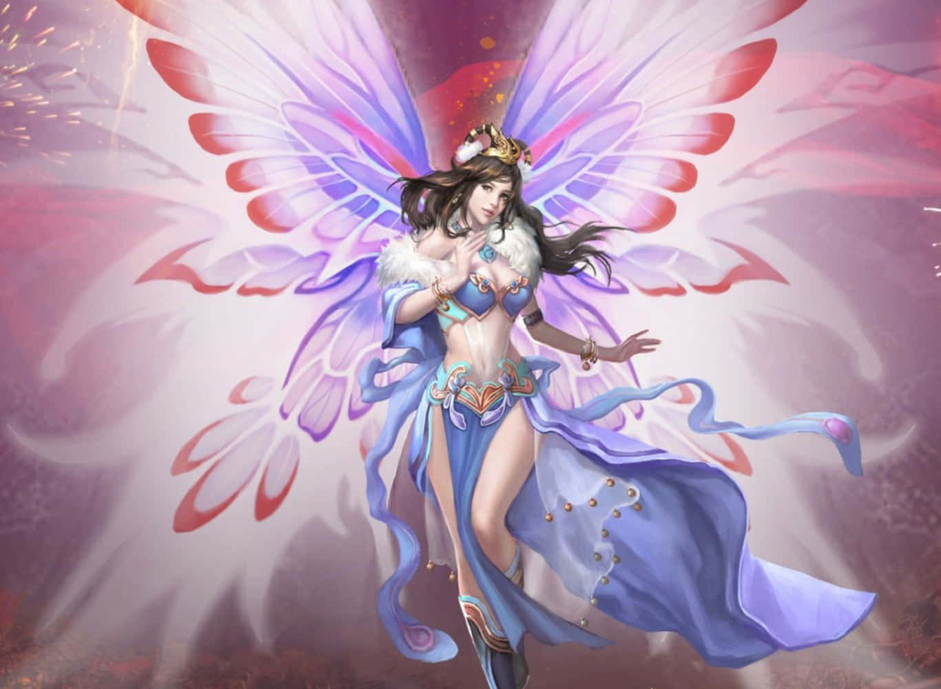 長翅膀與火焰的仙子 壁紙