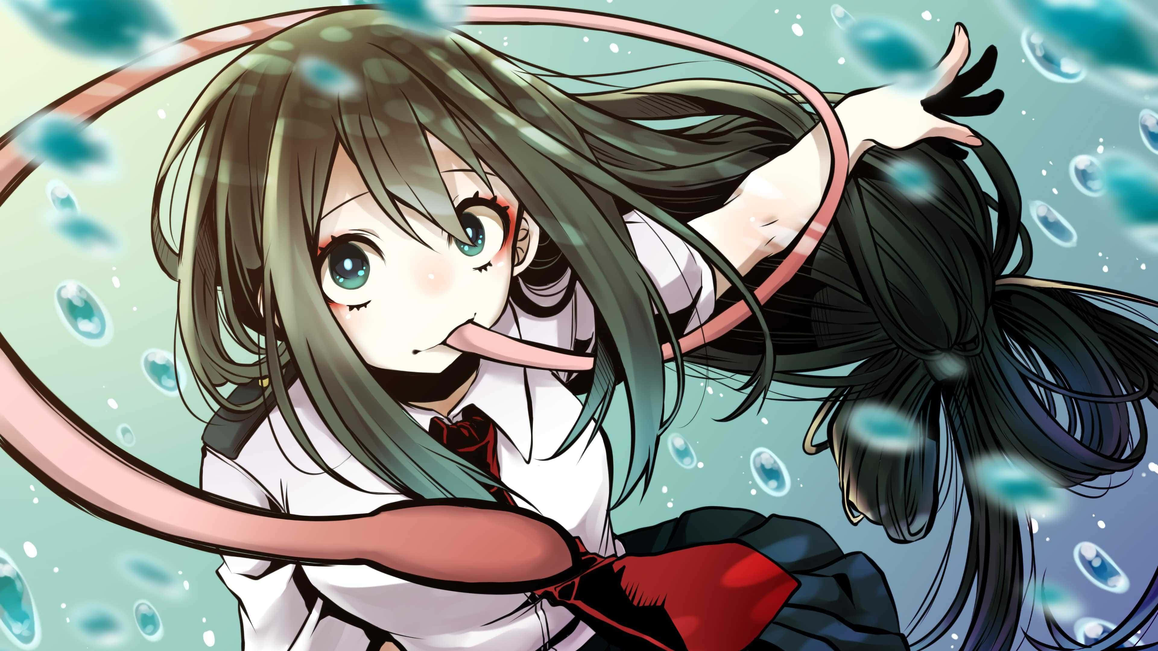 長髮女孩與鼻子 壁紙