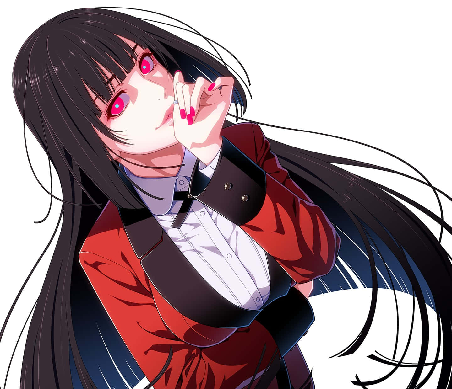長黑髮與紅唇的女孩 壁紙