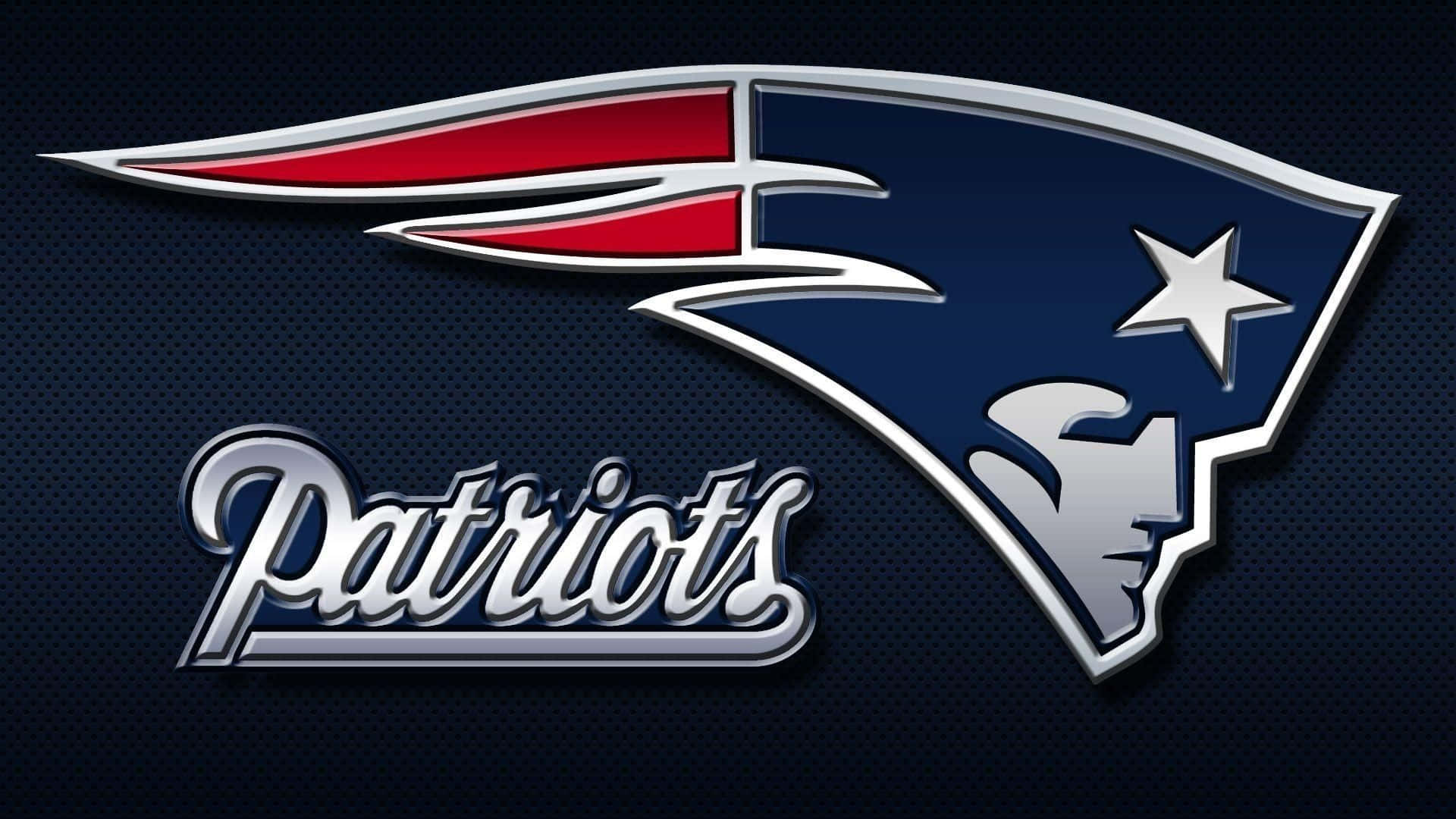 Patriots 桌布 壁紙 — 閃亮的新英格蘭愛國者隊標誌，紅、白、藍色在深色紋理背景上。