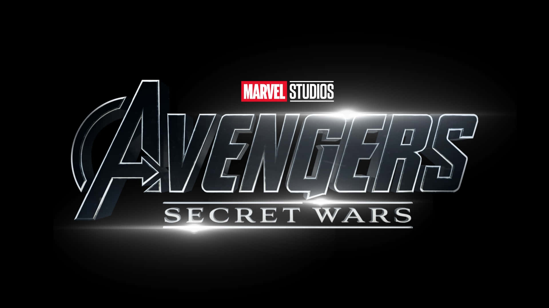 Secret Wars 桌布 壁紙 — 閃亮的金屬質感復仇者聯盟：秘密戰爭標誌在黑暗背景上發光，帶有微妙的光暈效果。