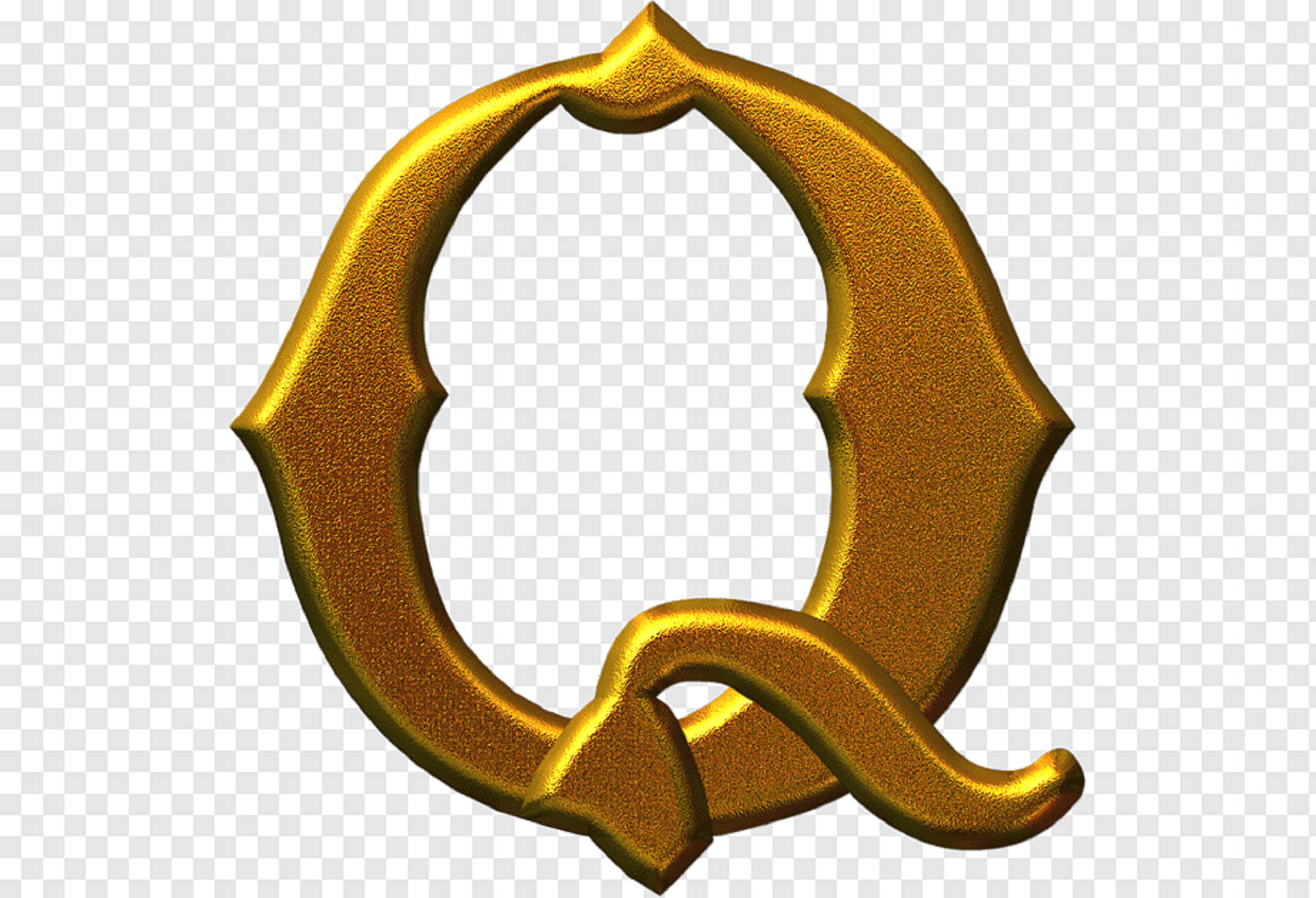 q 桌布 壁紙 — 閃亮的金色字母Q，帶有華麗流暢的邊緣和紋理金屬飾面。