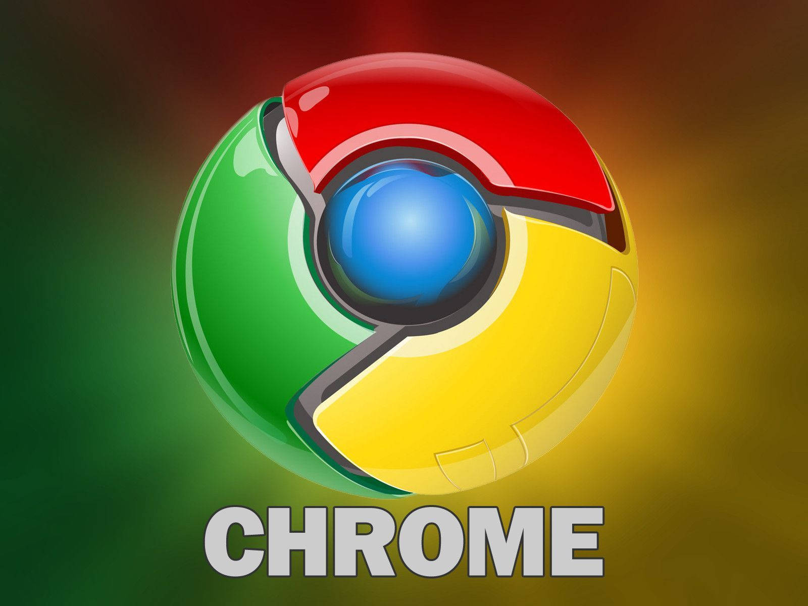 Google Chrome 桌布 壁紙 — 閃亮的鉻合金標誌，帶有紅色、綠色、黃色和藍色部分，背景為漸變色。