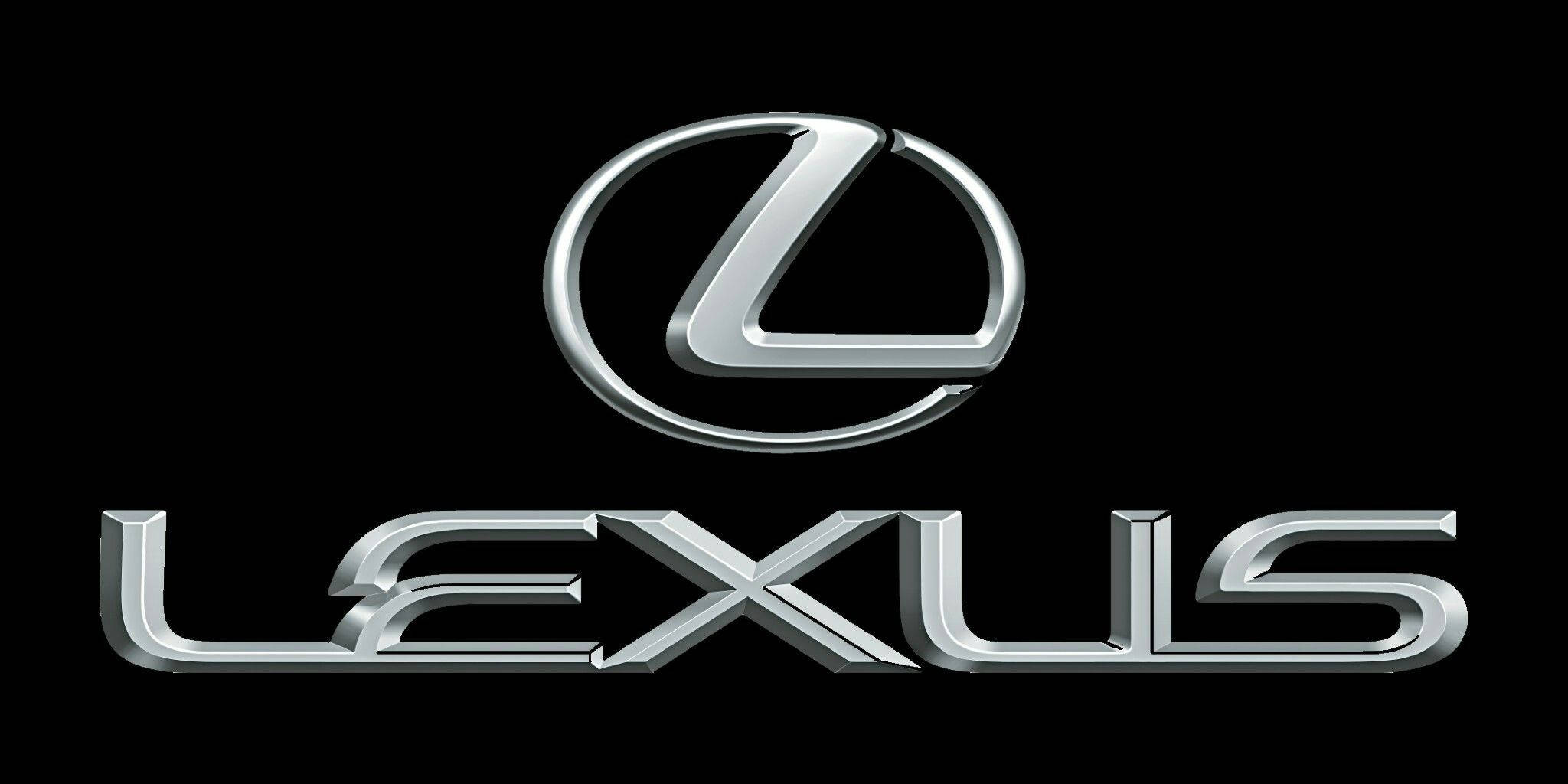 Lexus 標誌 桌布 壁紙 — 閃亮的鍍鉻凌志標誌和文字在純黑色背景上帶有金屬反射效果，格外突出。