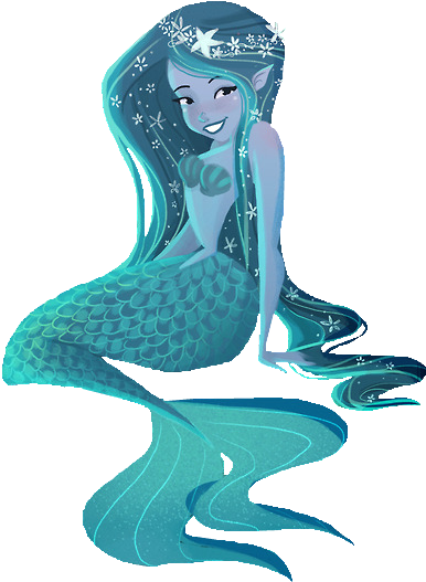 閃亮藍色美人魚插畫 壁紙