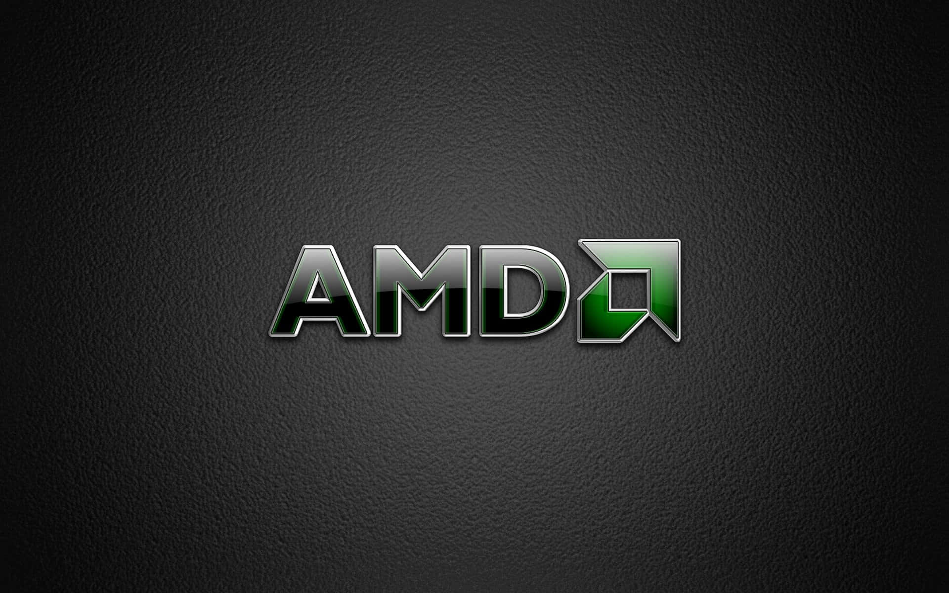 AMD 桌布 壁紙 — 閃亮金屬AMD標誌，帶有綠色漸變光芒，居中於紋理黑色皮革背景上。