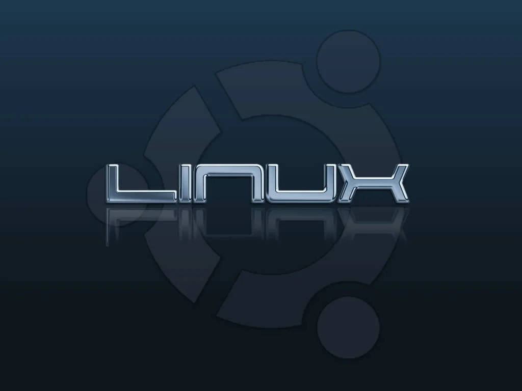 ubuntu 桌布 壁紙 — 閃亮金屬Linux標誌，齒輪符號在深色漸變背景上反射。