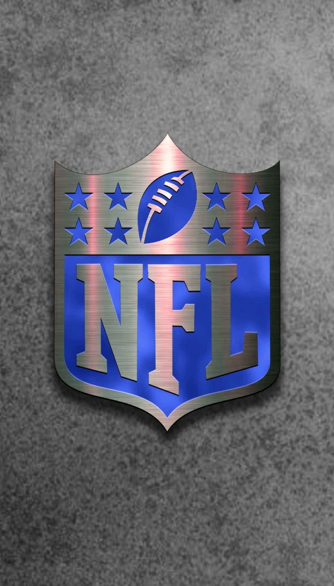 NFL 桌布 壁紙 — 閃亮金屬NFL標誌，藍色星星和足球居中於紋理灰色混凝土背景上。