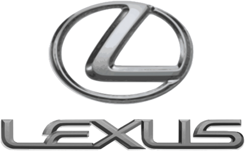 Car Logo 桌布 壁紙 — 閃亮鍍鉻 Lexus 標誌，帶有風格化 'L' 標誌和品牌名稱，背景為黑色。