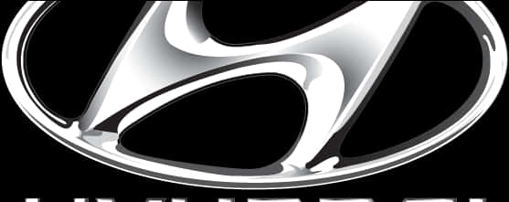 Hyundai Logo 桌布 壁紙 — 閃亮鍍鉻現代標誌，流線型曲線，置於純黑背景上。
