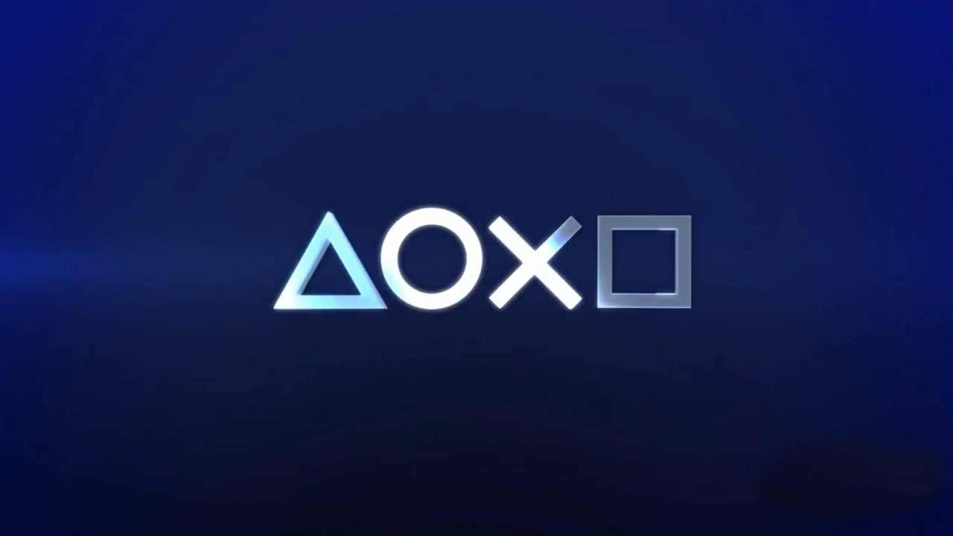 PlayStation控制器符號在深藍色背景上發光 — Ps4 壁紙