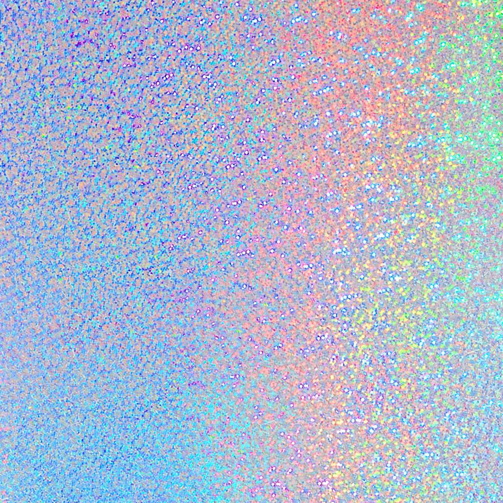 Hologram 桌布 壁紙 — 閃爍的抽象圖案，由粉藍、粉紅和粉綠色的彩虹亮粉粒子組成。