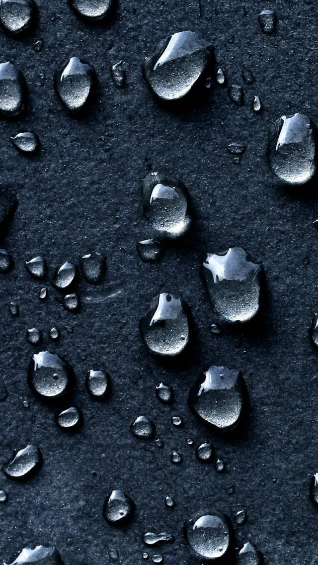 Water Drops 桌布 壁紙 — 閃爍的水滴停留在深色紋理表面上，清晰反射光線。