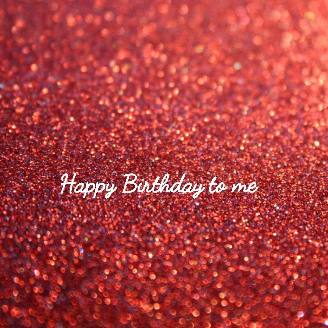 Me 桌布 壁紙 — 閃爍的紅色亮粉背景，白色草書文字寫著「Happy Birthday to me」。