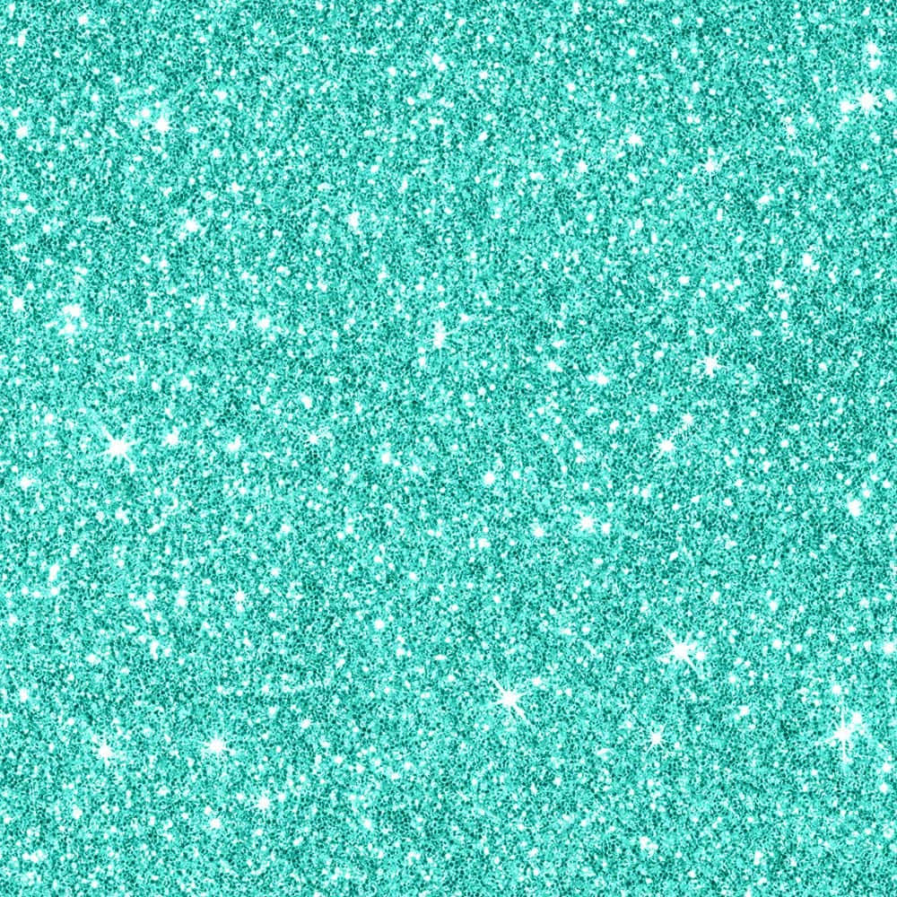 Blue Glitter 桌布 壁紙 — 閃爍的綠松石閃粉質感，表面散佈著明亮的白色閃光。