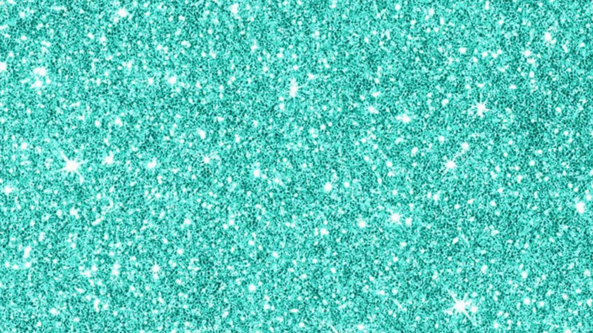 High Resolution Glitter 桌布 壁紙 — 閃爍的藍綠色亮粉紋理，表面散佈著明亮的白色閃光。