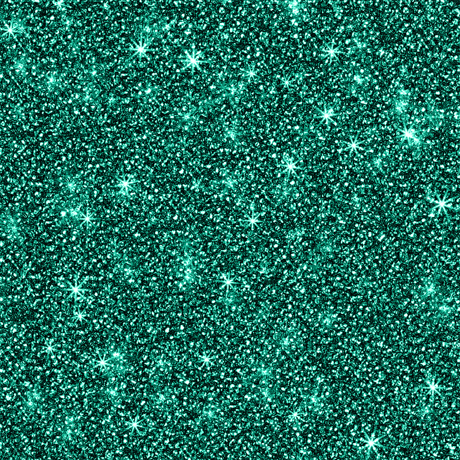 Abstract background for Christmas design 壁紙 — 閃爍的藍綠色閃粉紋理，帶有明亮的星爆亮點，散落在深色背景上。