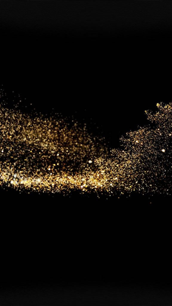 Sparkle 桌布 壁紙 — 閃爍的金色粒子形成動態瀑布，沿對角線流過深邃的黑色背景。