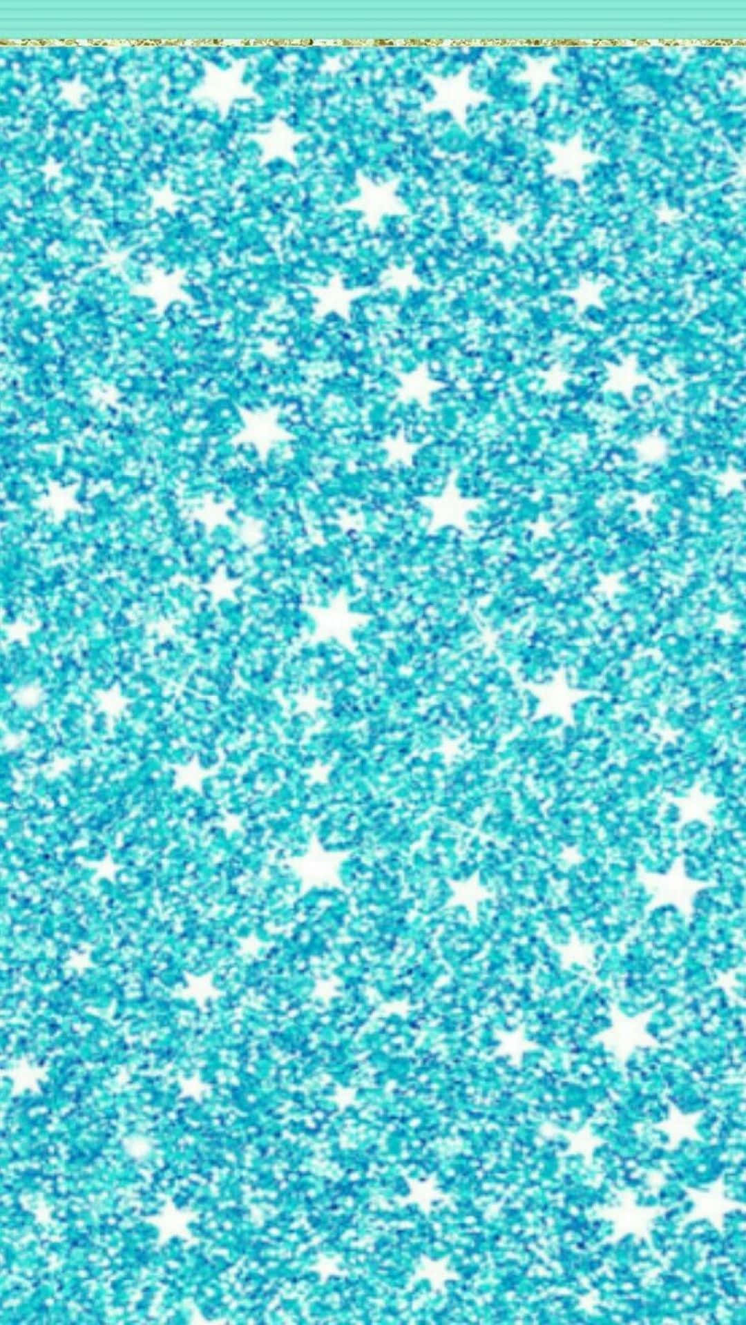 Cyan Aesthetic 桌布 壁紙 — 閃爍的青色亮粉背景，散落著白色星星，營造出神奇的天體效果。