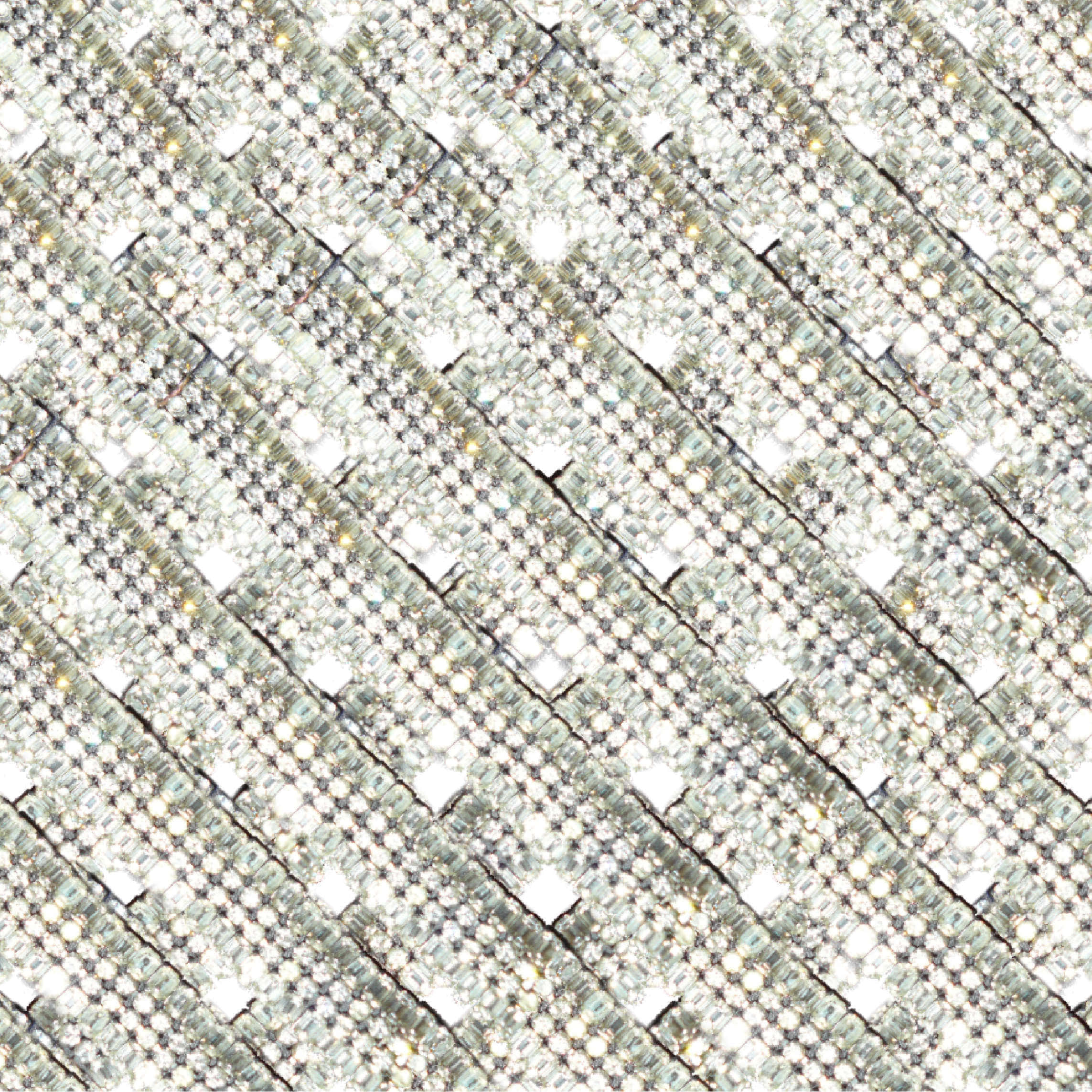 crystals 桌布 壁紙 — 閃爍銀白色馬賽克瓷磚圖案的近距離特寫，帶有對角線排列和閃亮點綴。