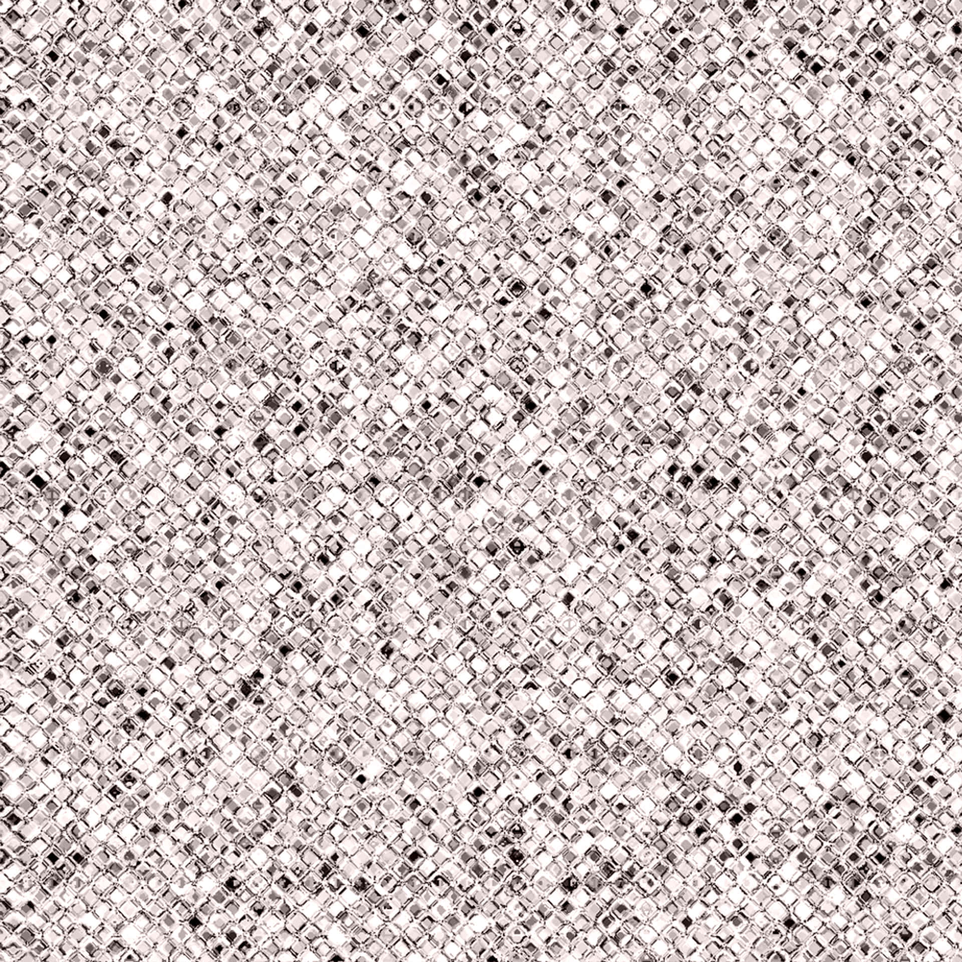 Glittery grey background with a shimmering texture. Aesthetic glitter background with blank space 壁紙 — 閃爍銀色馬賽克瓷磚圖案的近距離特寫，帶有反射鑽石形狀和微妙的灰色點綴。