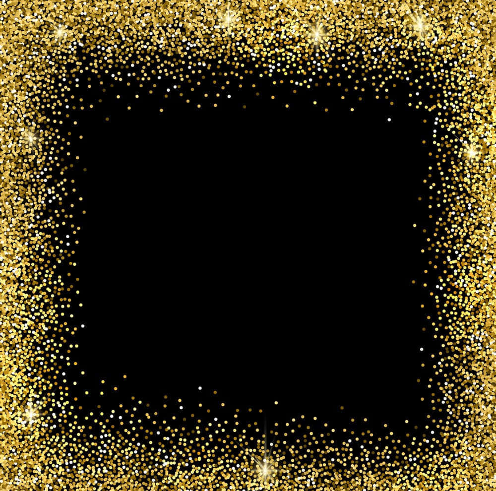 Glittery 桌布 壁紙 — 閃耀的金色亮粉框在純黑背景上閃爍，營造出奢華的邊框效果。