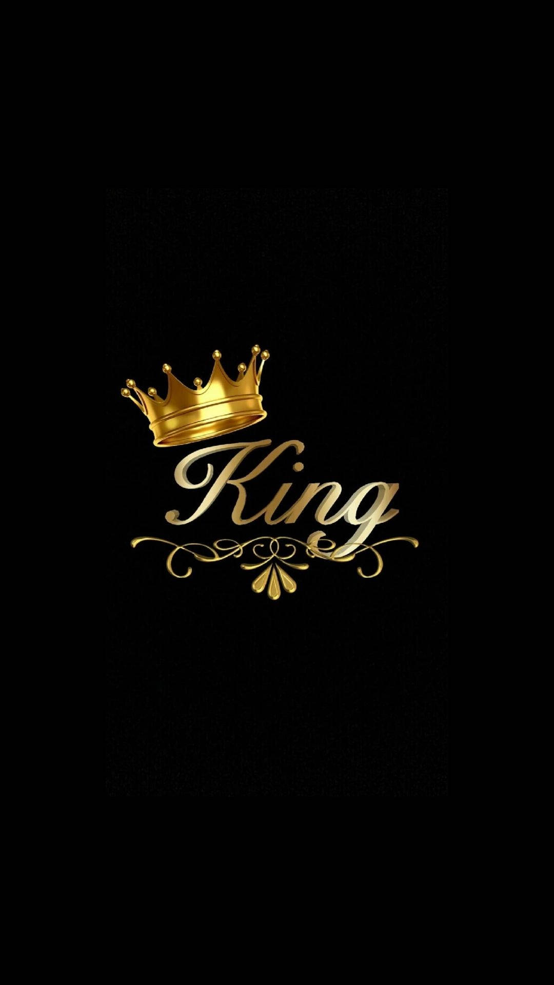 黑色背景上的金色皇冠和King文字 — 國王 GIF 壁紙