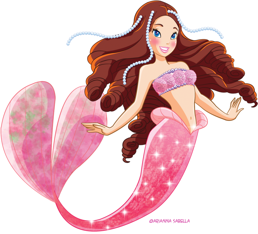 閃耀粉紅美人魚插畫 壁紙