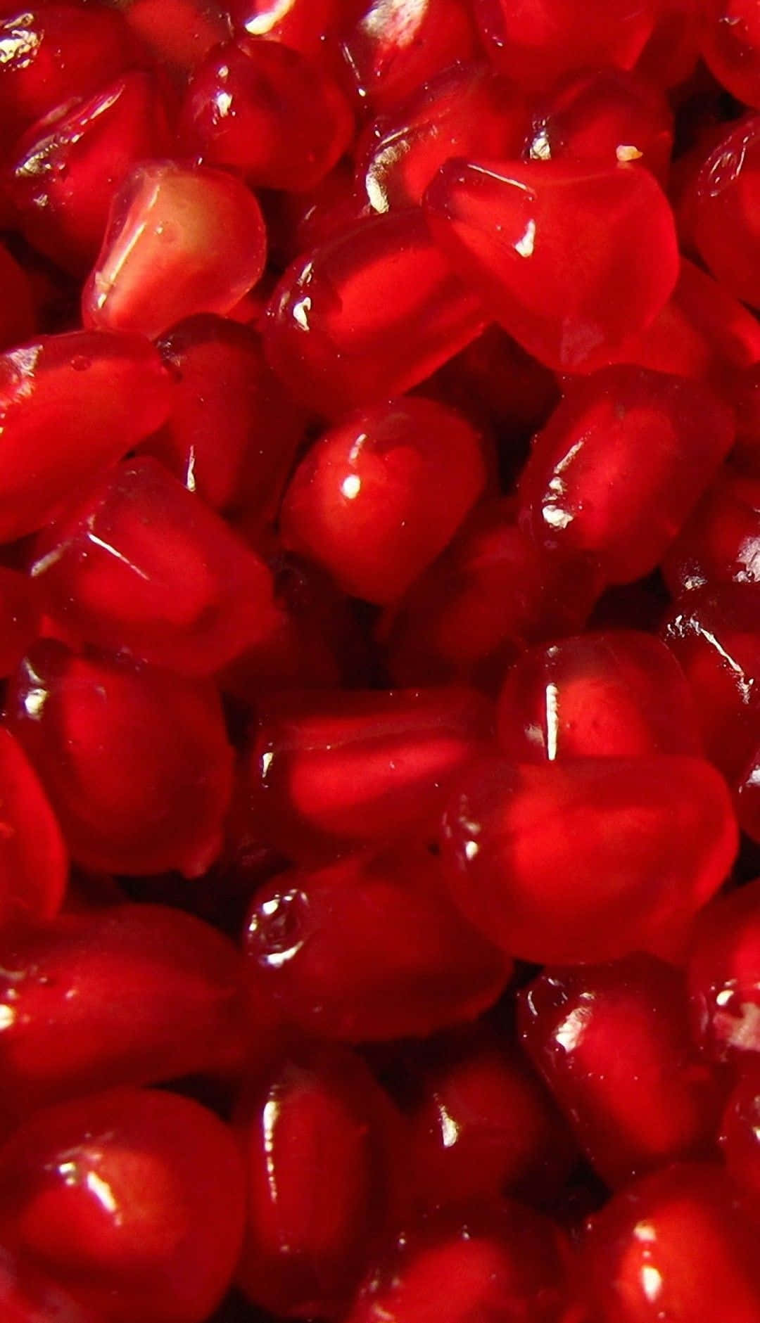 Cool Red 桌布 壁紙 — 閃耀紅寶石色石榴籽的特寫，充滿多汁甜味和半透明光澤。