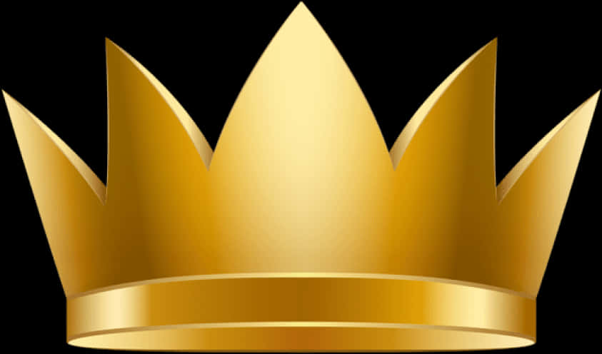 King Crown 桌布 壁紙 — 閃閃發光的金色皇冠，有五個尖銳的尖端和拋光的帶子，在純黑色背景上。