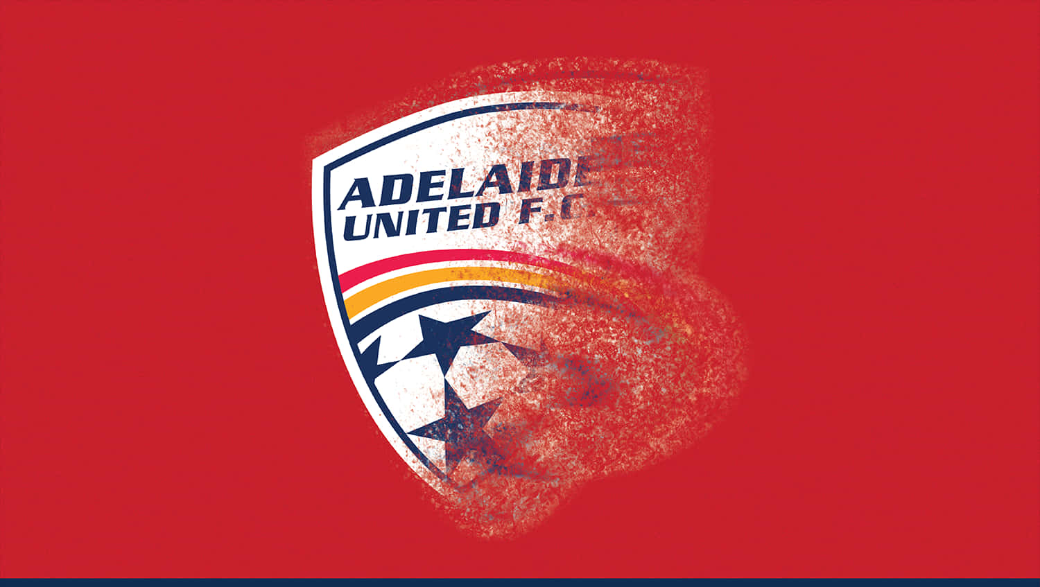 Adelaide United 桌布 壁紙 — 阿德萊德聯足球會會徽，在帶有紋理的紅色背景上飾有星星和條紋。