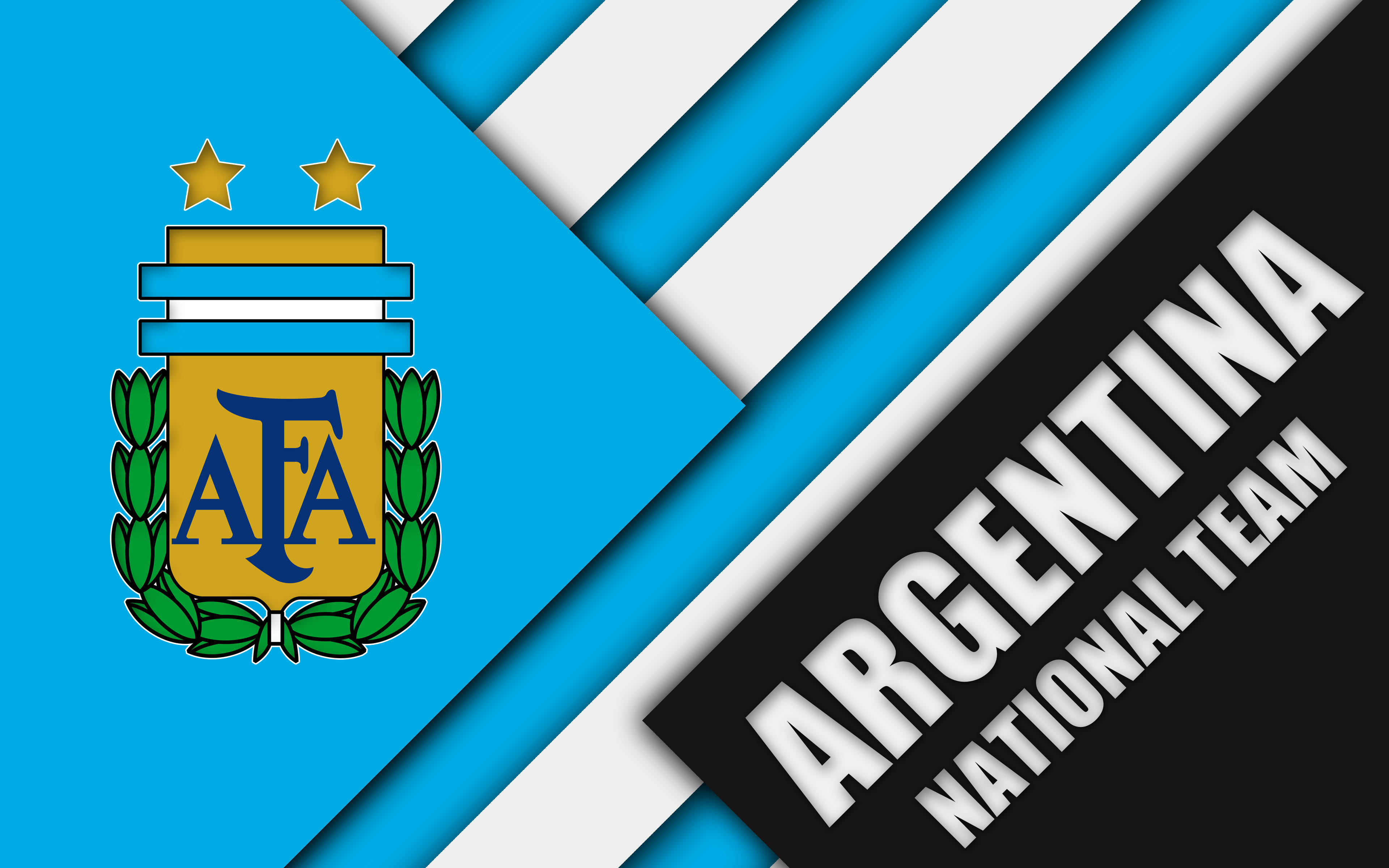 Argentina 桌布 壁紙 — 阿根廷國家隊徽章，藍白斜紋，粗體文字。