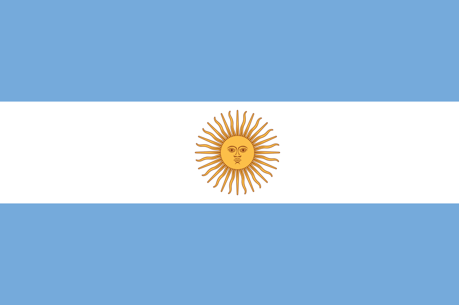 Argentina 桌布 壁紙 — 阿根廷國旗採用淺藍色、白色和金色，白色條紋中央有一個光芒四射的太陽標誌。