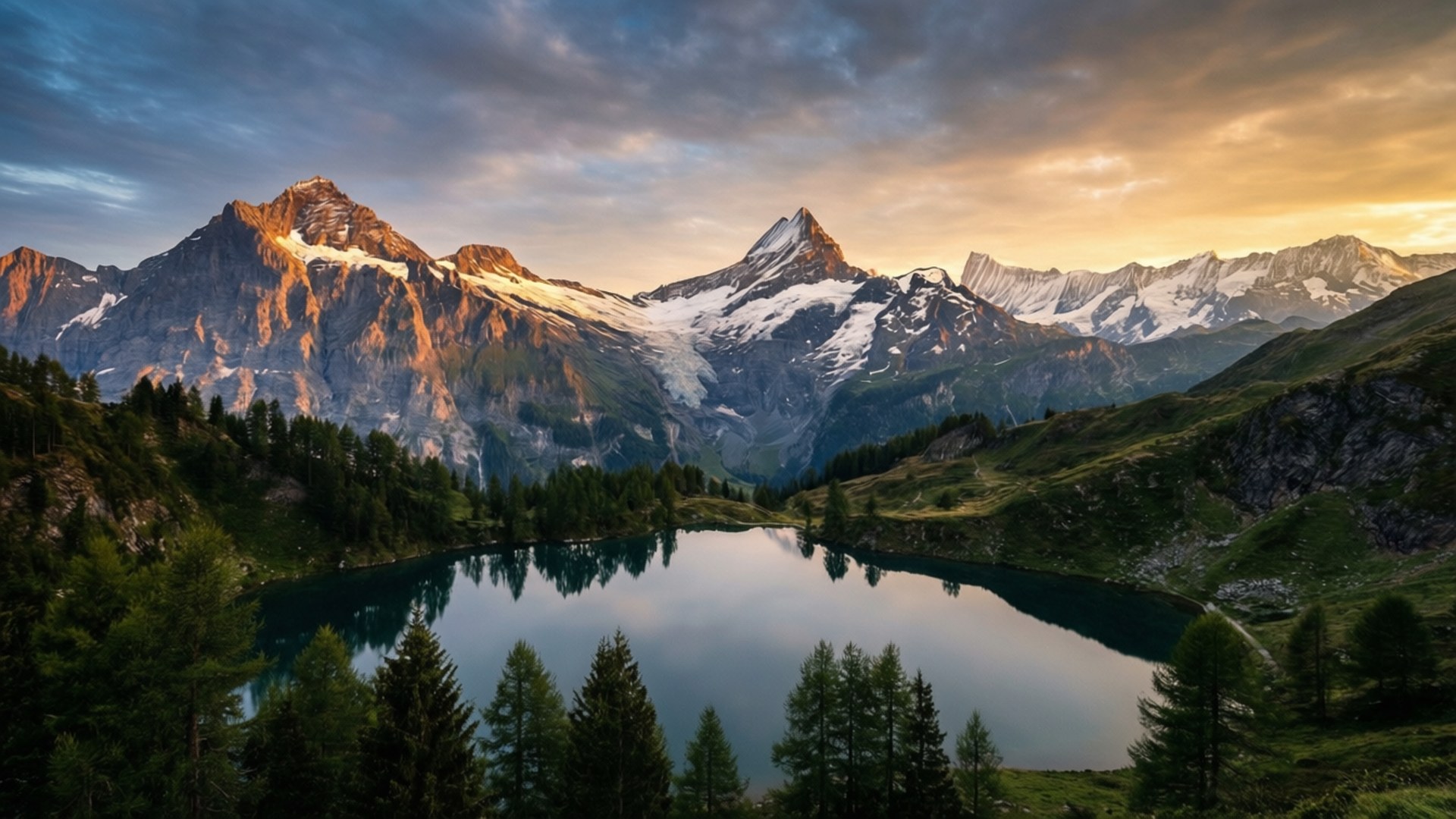 阿爾卑斯山日出全景 壁紙