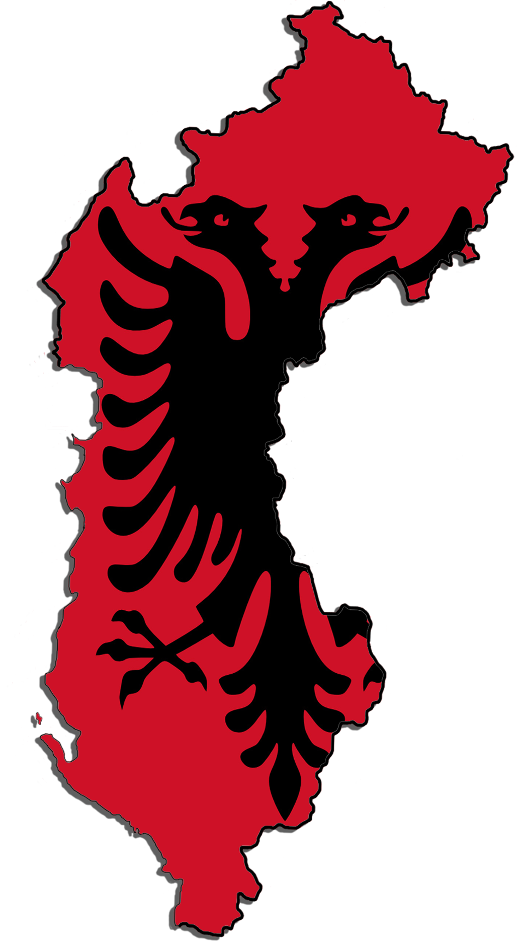 Albania 桌布 壁紙 — 阿爾巴尼亞地圖的醒目紅色輪廓，其邊界內居中有一隻黑色雙頭鷹。