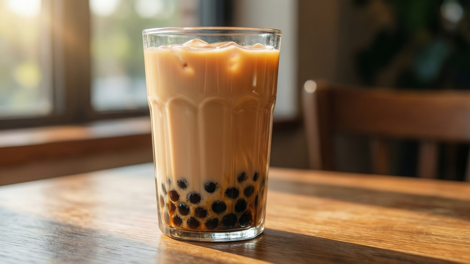 陽光下的珍珠奶茶玻璃杯 壁紙