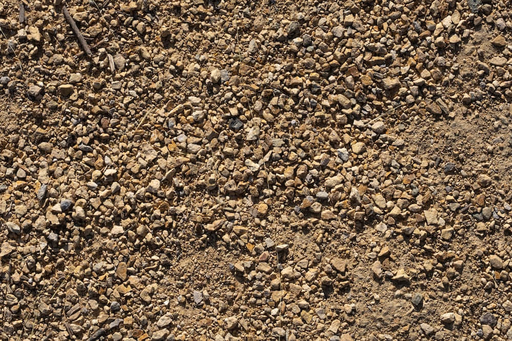 Dirt 桌布 壁紙 — 陽光照射下的礫石和泥土地面特寫，散落著小石頭和樹枝。