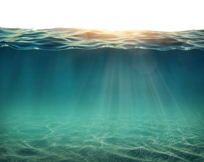 水下動畫 桌布 壁紙 — 陽光穿透碧綠的海浪，形成寧靜的水下場景，帶有輕柔的漣漪。