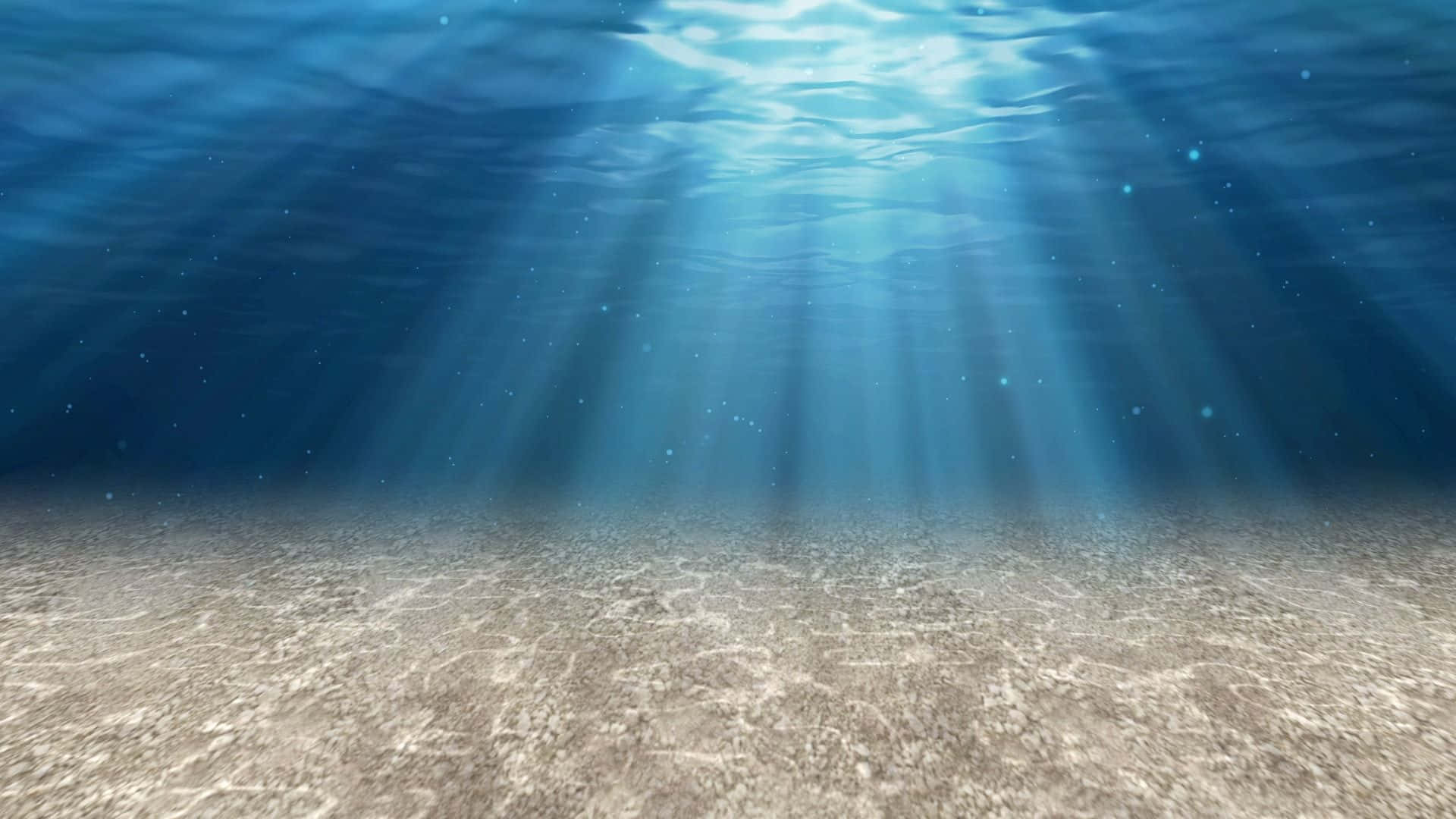 桌布 壁紙 — 陽光穿過海面，照亮佈滿浮游顆粒的沙質海床。